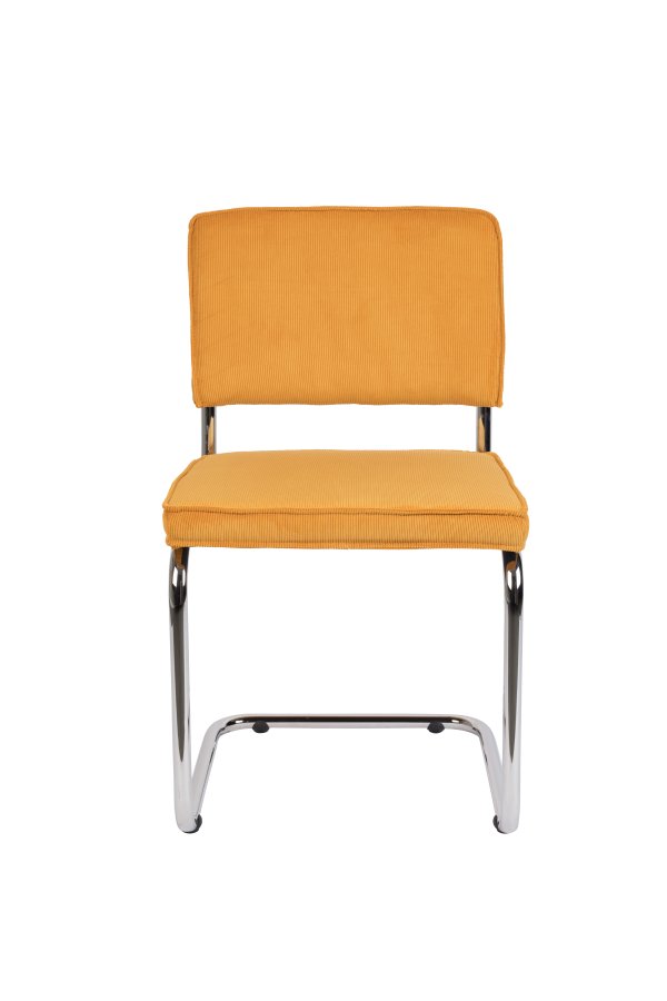 ZUIVER Ridge Rib spisestuestol - gul flyelspolyester og slvkrom