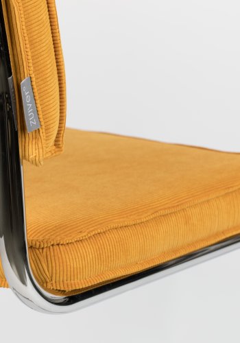 ZUIVER Ridge Rib spisestuestol - gul flyelspolyester og slvkrom