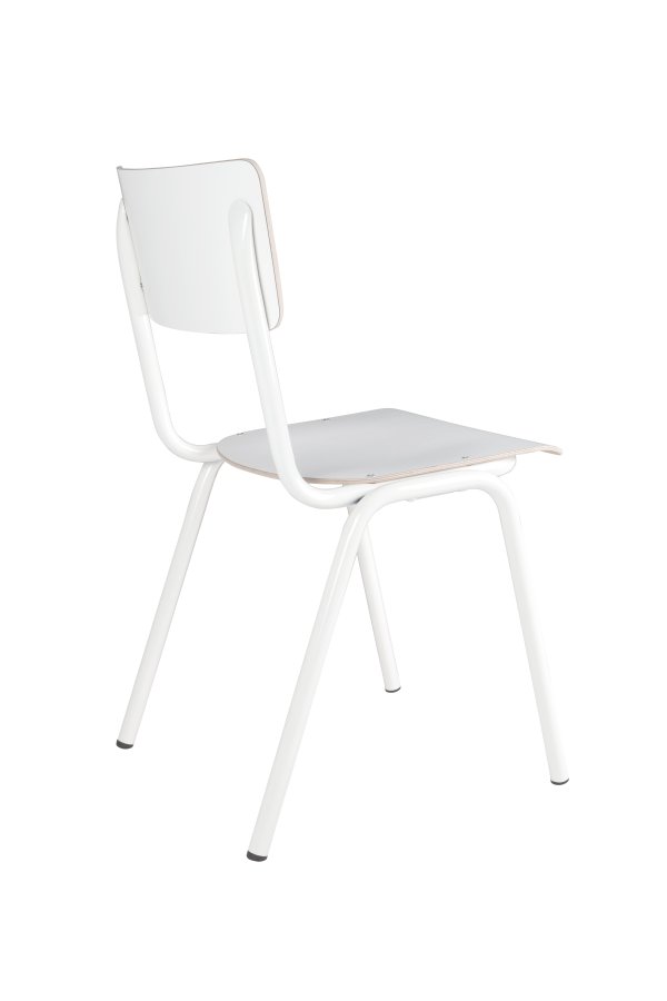 ZUIVER Back To School spisebordstol, stablebar - hvit HPL og hvitt stl