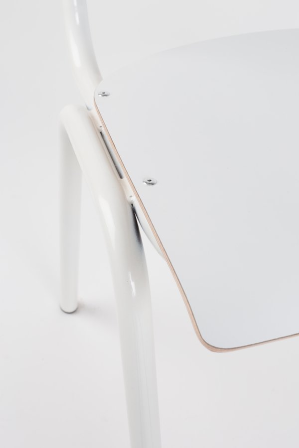 ZUIVER Back To School spisebordstol, stablebar - hvit HPL og hvitt stl