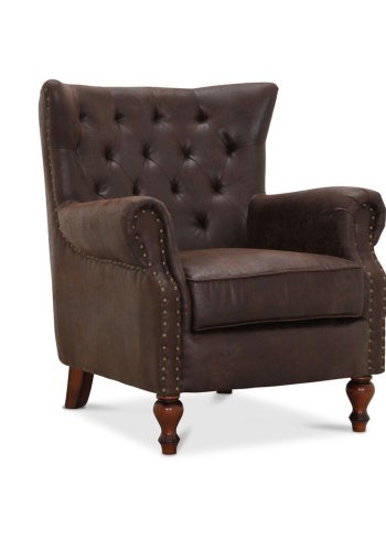 HAGA London chesterfield lnestol - brun lder PU