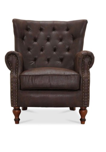 HAGA London chesterfield lnestol - brun lder PU