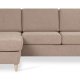 Pannesett 1 3D sofa med sjeselong - antilope beige polyesterstoff og naturlig tre