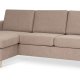 Pannesett 1 3D sofa med sjeselong - antilope beige polyesterstoff og naturlig tre