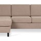 Pannesett 1 3D sofa med sjeselong - antilope beige polyesterstoff og sort tre