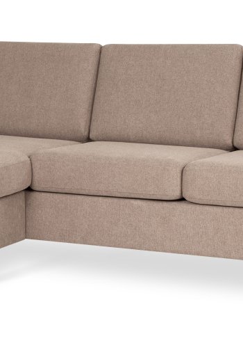 Pannesett 1 3D sofa med sjeselong - antilope beige polyesterstoff og brstet aluminium