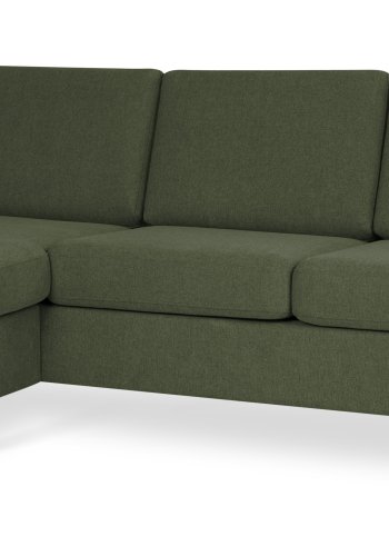 Pannesett 1 3D sofa med sjeselong - vinter mosegrnt polyesterstoff og brstet aluminium