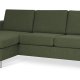 Pannesett 1 3D sofa med sjeselong - vinter mosegrnt polyesterstoff og brstet aluminium