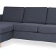 Pannesett 1 3D sofa med sjeselong - bltt polyesterstoff og naturlig tre