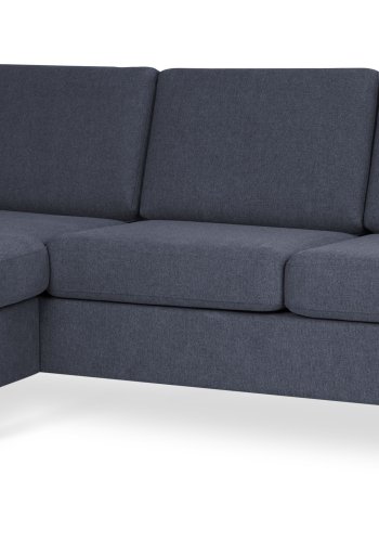 Pannesett 1 3D sofa med sjeselong - bltt polyesterstoff og sort tre