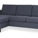 Pannesett 1 3D sofa med sjeselong - bltt polyesterstoff og sort tre