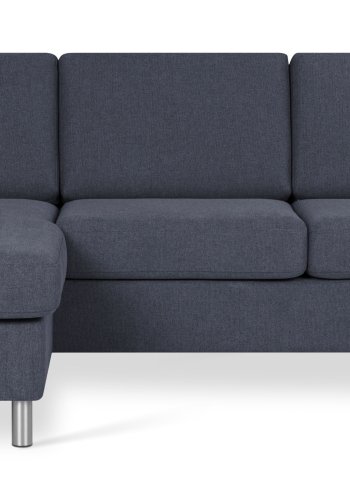 Pannesett 1 3D sofa med sjeselong - bltt polyesterstoff og brstet aluminium