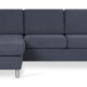 Pannesett 1 3D sofa med sjeselong - bltt polyesterstoff og brstet aluminium