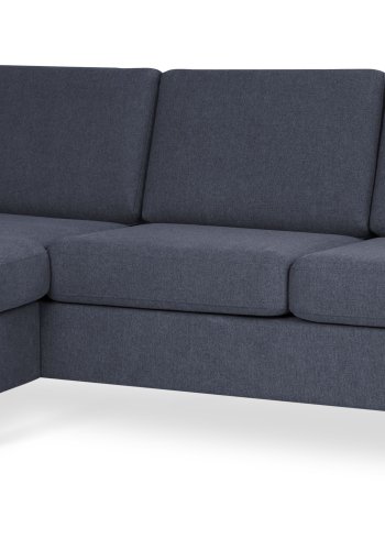 Pannesett 1 3D sofa med sjeselong - bltt polyesterstoff og brstet aluminium