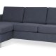 Pannesett 1 3D sofa med sjeselong - bltt polyesterstoff og brstet aluminium