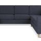Pannesett 6 U 2C3D sofa med sjeselong - bltt polyesterstoff og naturlig tre