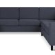 Pannesett 6 U 2C3D sofa med sjeselong - bltt polyesterstoff og sort tre