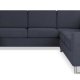 Pannesett 6 U 2C3D sofa med sjeselong - bltt polyesterstoff og brstet aluminium