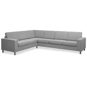 Pan set 7 corner hjrnesofa - gr polyester stof og brstet aluminium