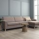 Pan sett 8 3D XL sofa, med sjeselong - antilope beige polyesterstoff og naturlig tre