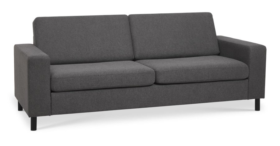 Pan 2,5-seters sofa - antrasittgr polyesterstoff og sort tre
