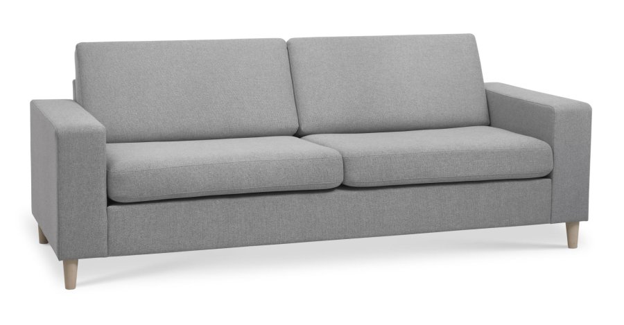 Pan 2,5-seters sofa - grtt polyesterstoff og naturlig tre