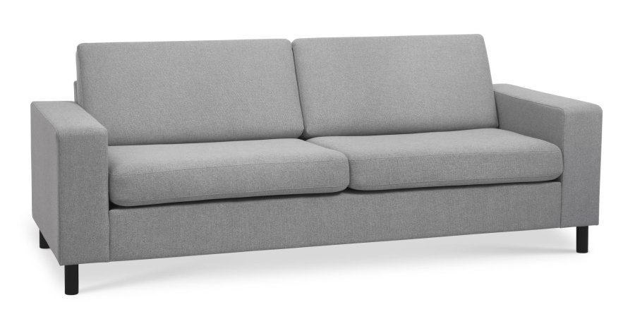 Pan 2,5-Sitzer-Sofa – grauer Polyesterstoff und schwarzes Holz
