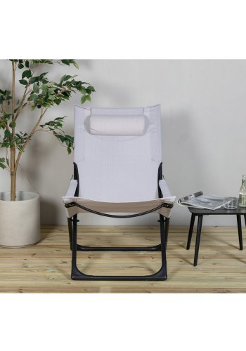 VENTURE DESIGN Sevilla fluktstol, sammenleggbar, med pute - gr PVC polyester og svart aluminium