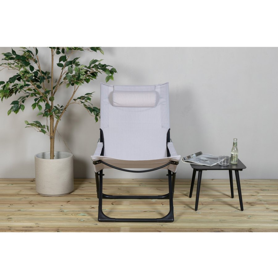 VENTURE DESIGN Sevilla fluktstol, sammenleggbar, med pute - gr PVC polyester og svart aluminium