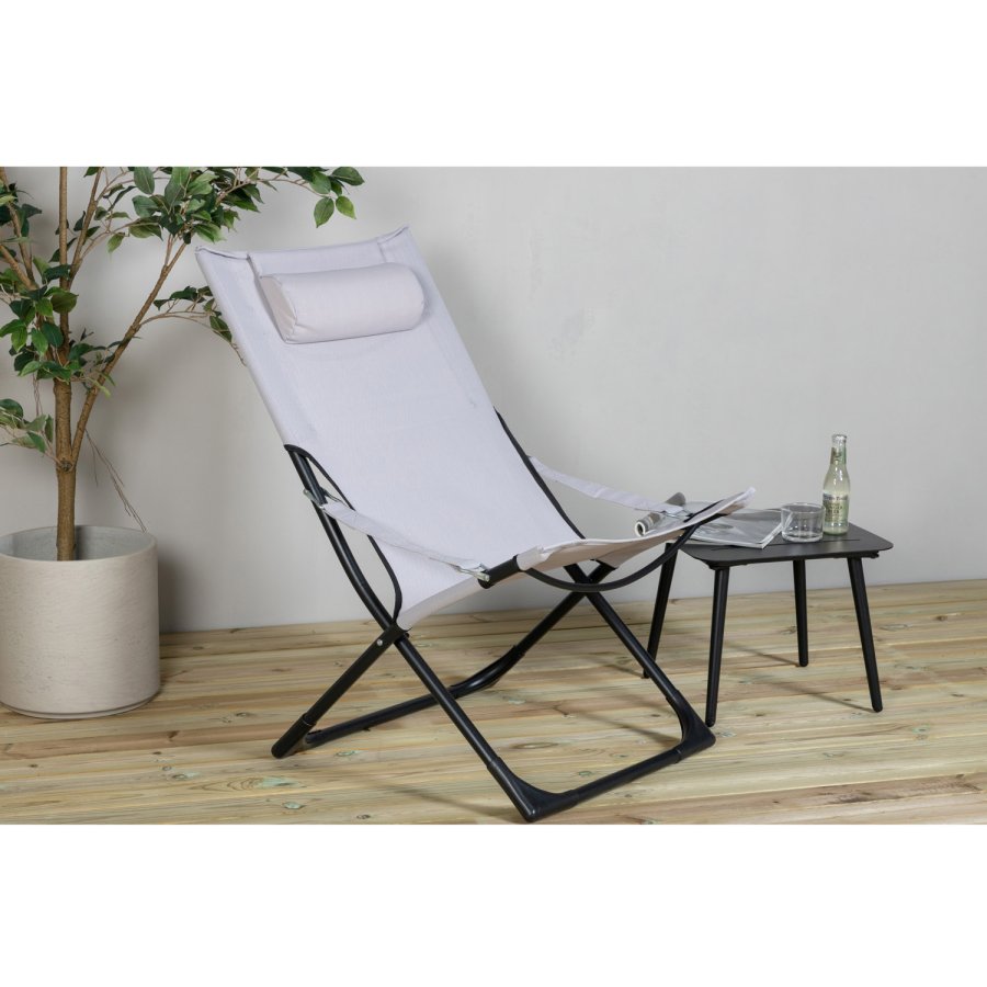 VENTURE DESIGN Sevilla fluktstol, sammenleggbar, med pute - gr PVC polyester og svart aluminium