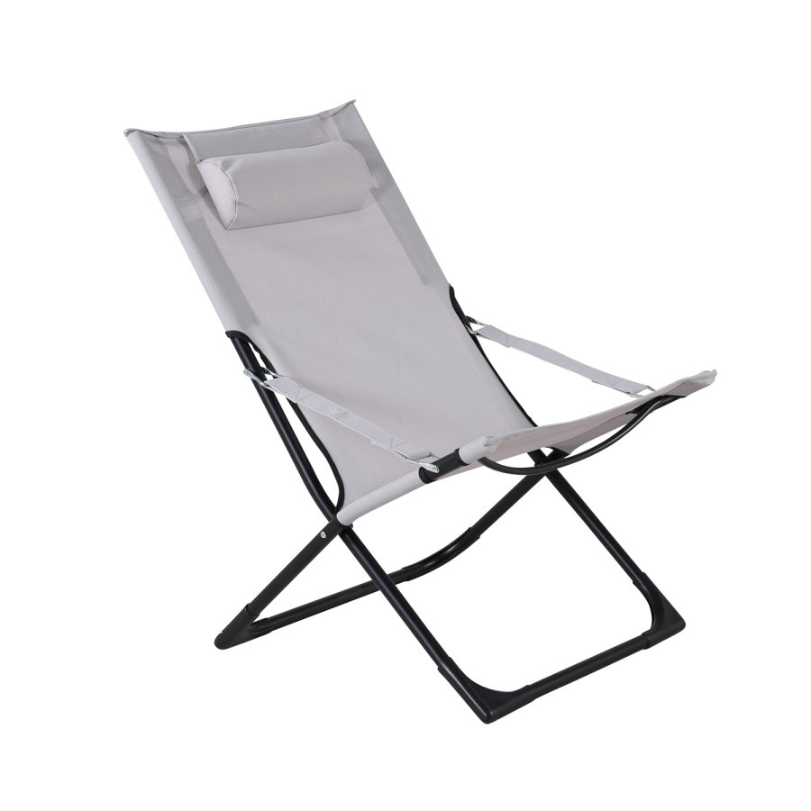 VENTURE DESIGN Sevilla fluktstol, sammenleggbar, med pute - gr PVC polyester og svart aluminium