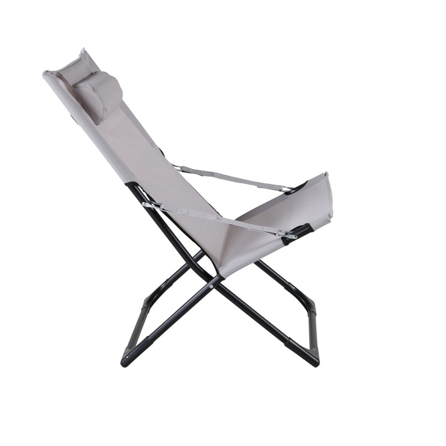 VENTURE DESIGN Sevilla fluktstol, sammenleggbar, med pute - gr PVC polyester og svart aluminium