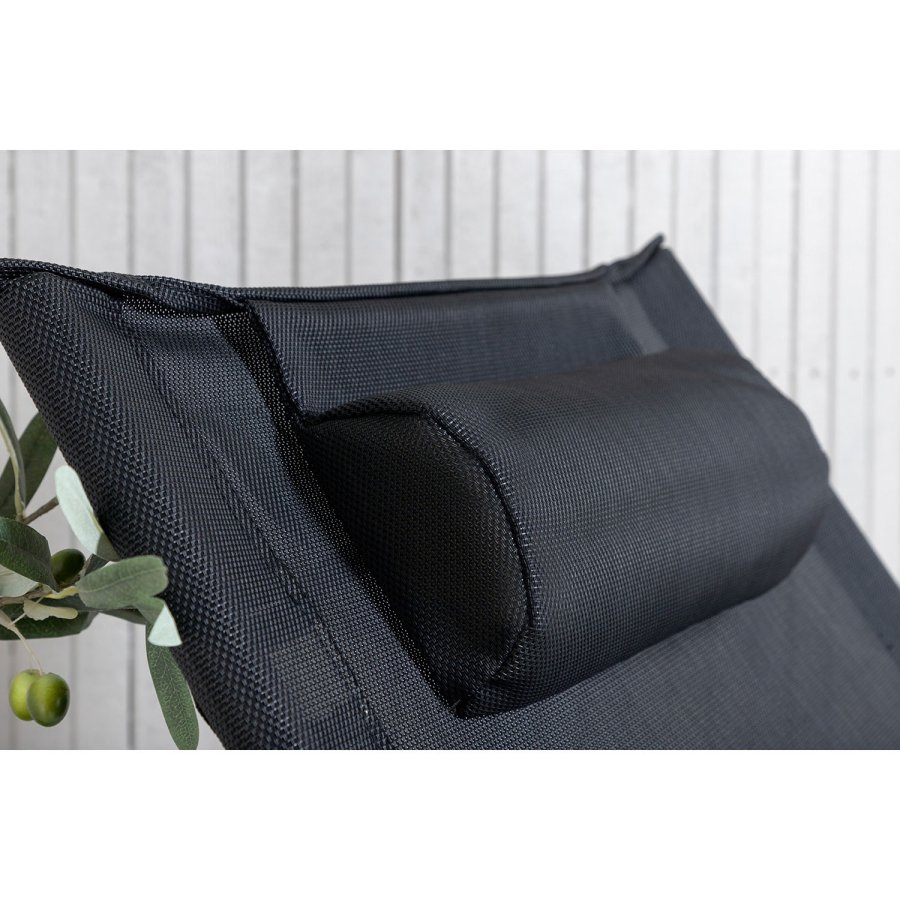 VENTURE DESIGN Sevilla solseng, sammenleggbar, med pute - svart PVC polyester og aluminium