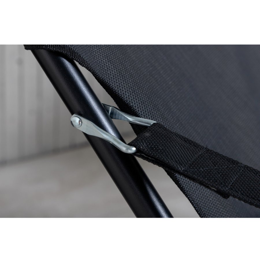 VENTURE DESIGN Sevilla solseng, sammenleggbar, med pute - svart PVC polyester og aluminium