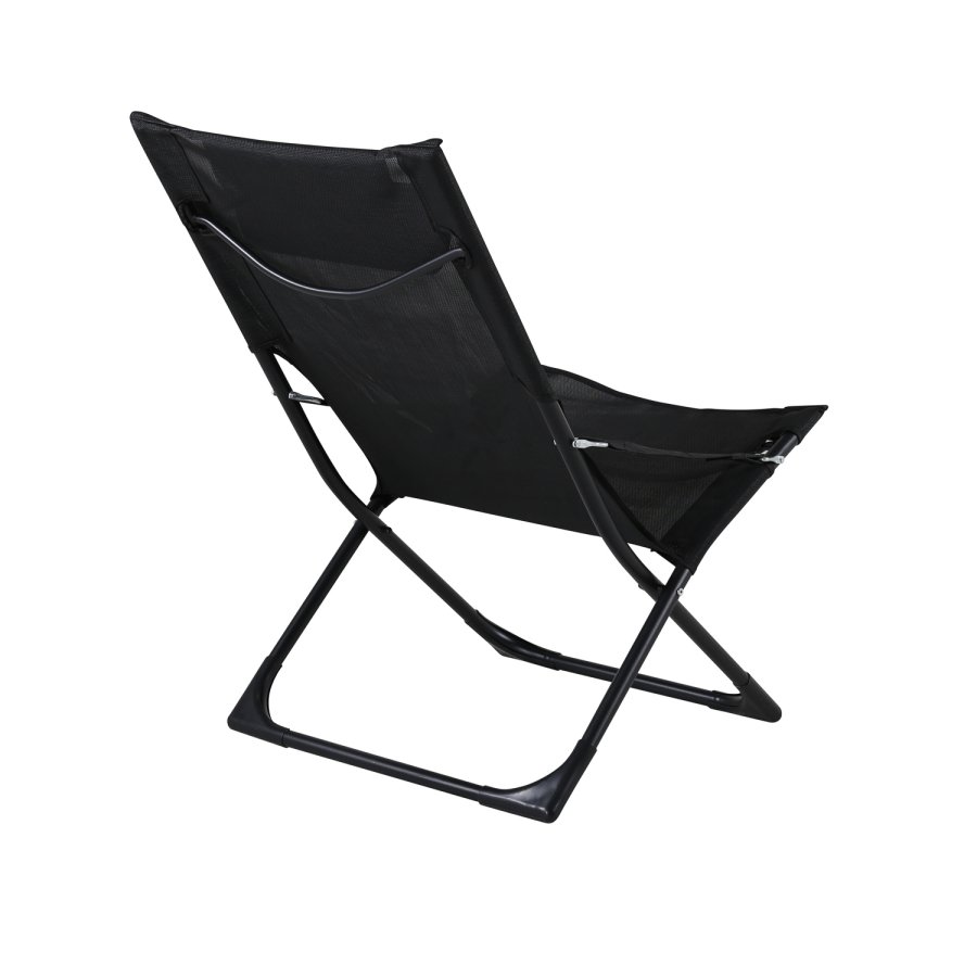 VENTURE DESIGN Sevilla solseng, sammenleggbar, med pute - svart PVC polyester og aluminium