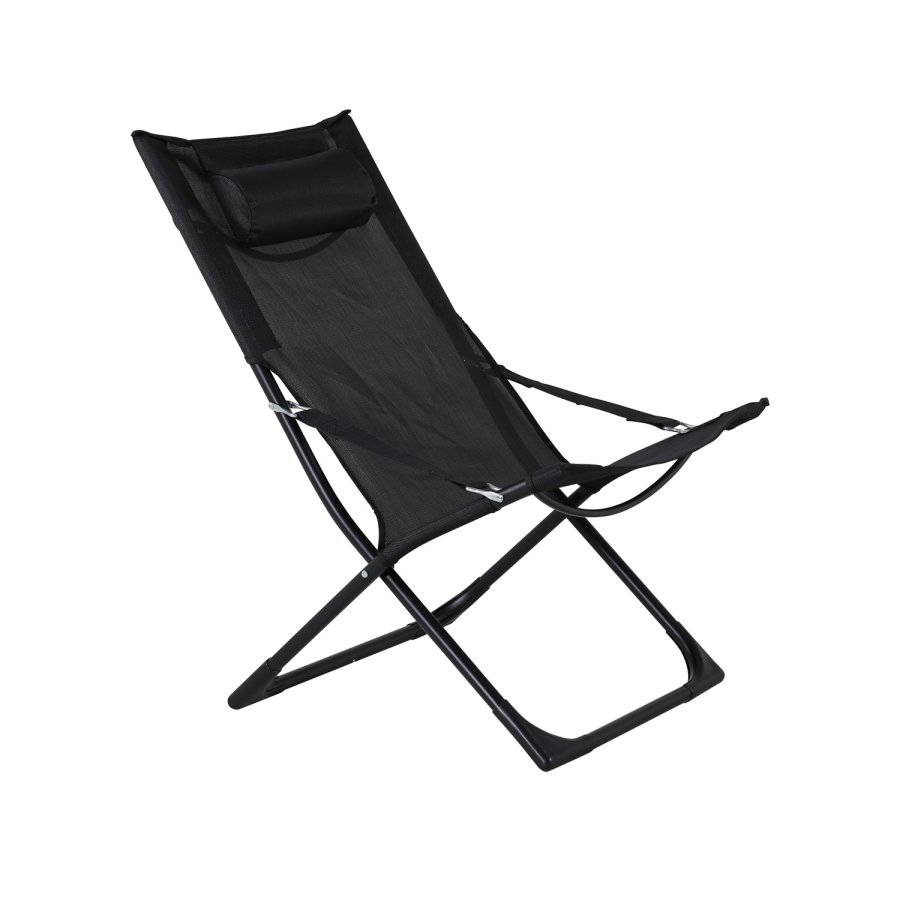 VENTURE DESIGN Sevilla solseng, sammenleggbar, med pute - svart PVC polyester og aluminium