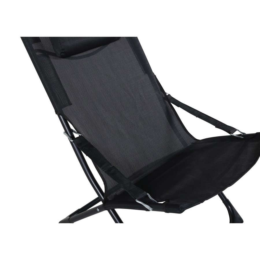 VENTURE DESIGN Sevilla solseng, sammenleggbar, med pute - svart PVC polyester og aluminium