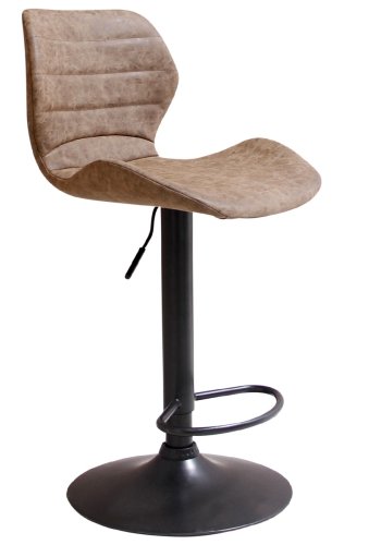 HOUSE OF SANDER Bola barstol, med ryggsttte og fotsttte - brunt kunstskinn og sort ramme