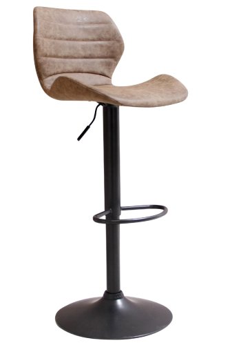 HOUSE OF SANDER Bola barstol, med ryggsttte og fotsttte - brunt kunstskinn og sort ramme