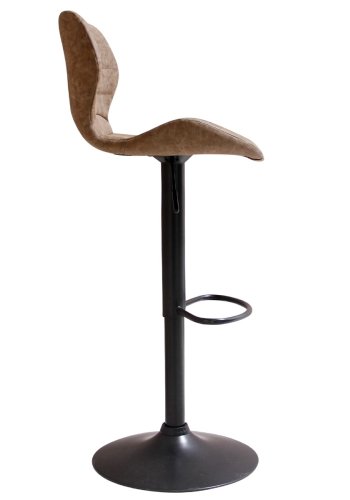 HOUSE OF SANDER Bola barstol, med ryggsttte og fotsttte - brunt kunstskinn og sort ramme