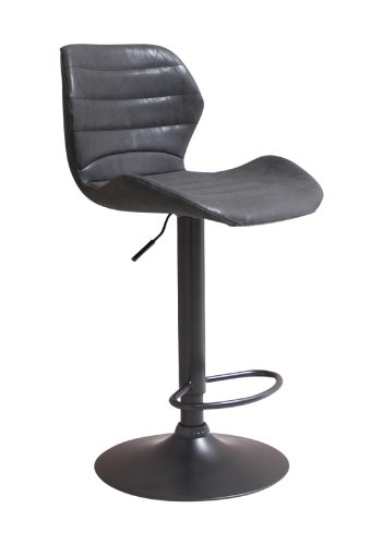 HOUSE OF SANDER Bola barstol, med ryggsttte og fotsttte - svart kunstskinn og sort ramme