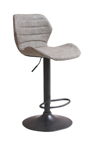 HOUSE OF SANDER Bola barstol, med ryggsttte og fotsttte - grtt syntetisk skinn og svart ramme