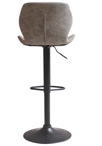 HOUSE OF SANDER Bola barstol, med ryggsttte og fotsttte - grtt syntetisk skinn og svart ramme