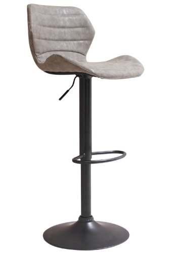 HOUSE OF SANDER Bola barstol, med ryggsttte og fotsttte - grtt syntetisk skinn og svart ramme