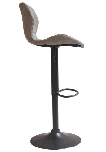 HOUSE OF SANDER Bola barstol, med ryggsttte og fotsttte - grtt syntetisk skinn og svart ramme