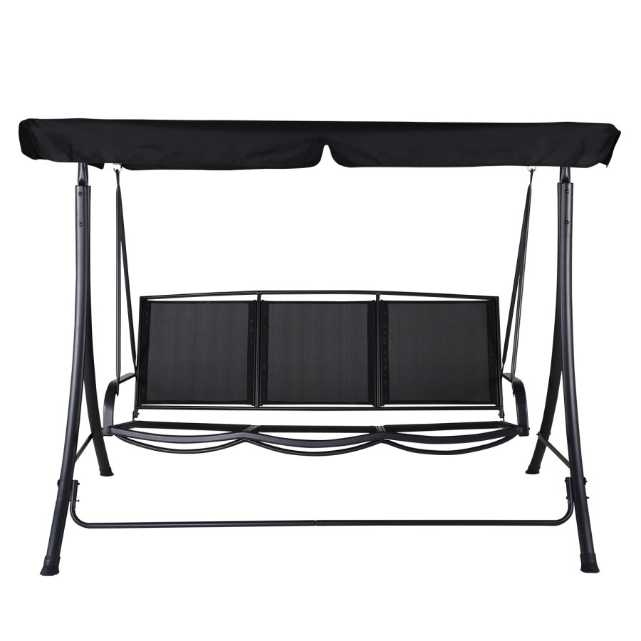 VENTURE DESIGN Madrass 3 personers hengekye - svart tekstilene, PVC, polyester og aluminium