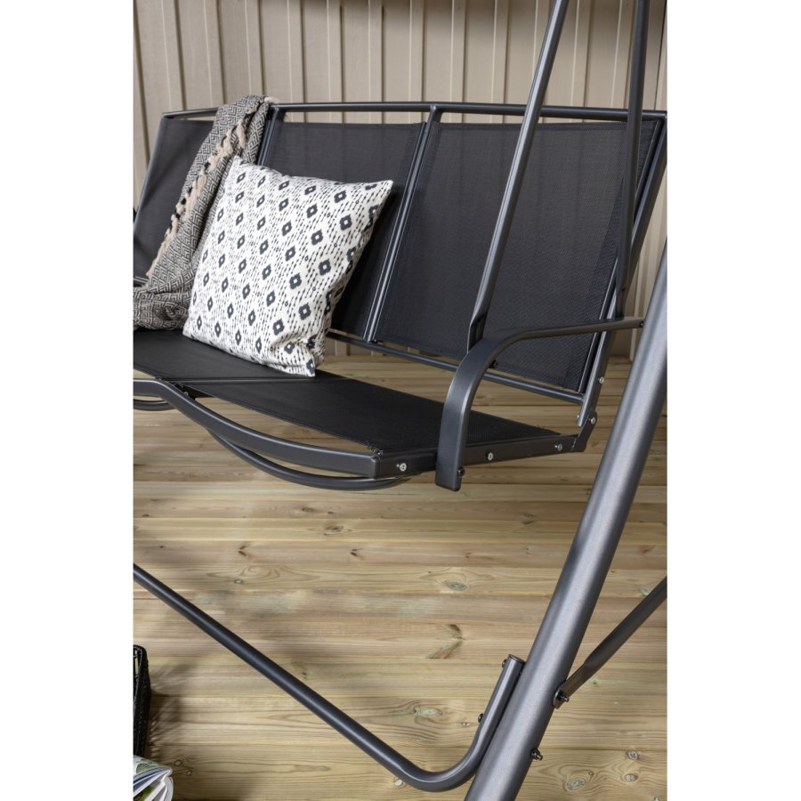 VENTURE DESIGN Madrass 3 personers hengekye - svart tekstilene, PVC, polyester og aluminium