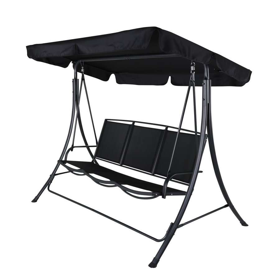 VENTURE DESIGN Madrass 3 personers hengekye - svart tekstilene, PVC, polyester og aluminium