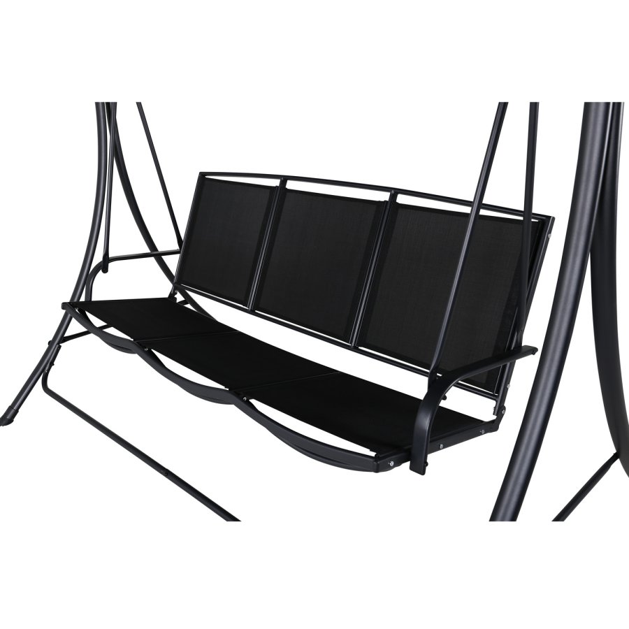 VENTURE DESIGN Madrass 3 personers hengekye - svart tekstilene, PVC, polyester og aluminium