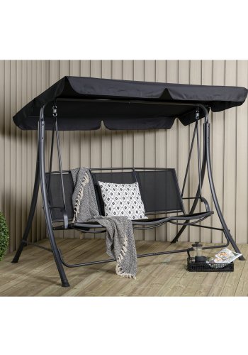 VENTURE DESIGN Madrass 3 personers hengekye - svart tekstilene, PVC, polyester og aluminium